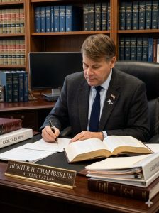 Hunter Chamberlin working Tampa law office